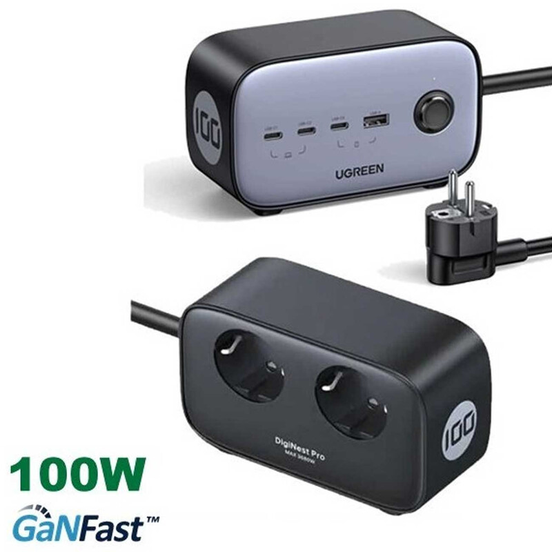 چندراهی برق جهانی دو سوکت 3680 وات، 3 تایپ سی و 1 یو‌اس‌بی یوگرین CD270 60167