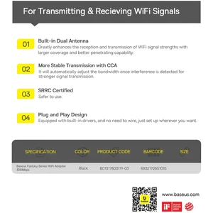 کارت شبکه بی‌سیم آداپتور وایرلس وای فای با پورت یو اس بی بیسوس