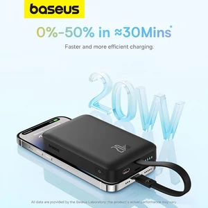 قیمت پاوربانک بی سیم مگ سیف فست شارژ بیسوس با کابل متصل لایتنینگ