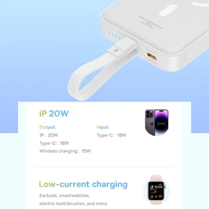 شارژر همراه بی سیم مگ سیف فست شارژ بیسوس با کابل متصل لایتنینگ