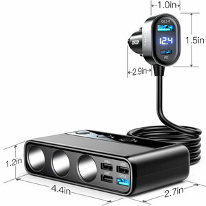 ابعاد شارژر 9 در 1 خودرو  با توان 210  وات جویرم  JR-CL06