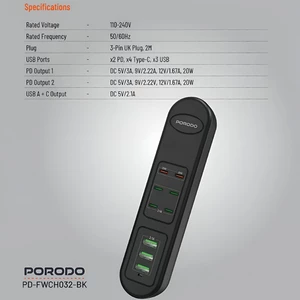 هاب شارژ یو اس بی تایپ سی چند پورت پورودو