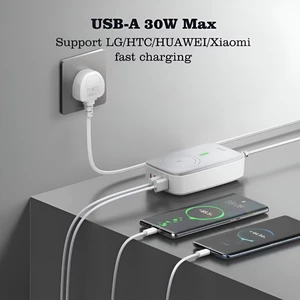 شارژر بی سیم مگنتی چندمنظوره سوپر فست شارژ با چندین پورت تایپ سی یو اس بی لایتنینگ