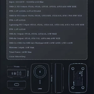 شارژر بی سیم مگنتی چندمنظوره سوپر فست شارژ با چندین پورت تایپ سی یو اس بی لایتنینگ