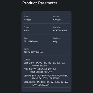 شارژر فندکی دیجیتالی سه پورت مک دودو