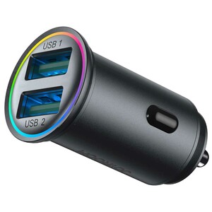 شارژر فندکی فست شارژ ماشین دو پورت یو‌اس‌بی 24 وات جویروم