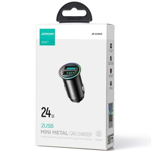 شارژر فندکی فست شارژ ماشین دو پورت یو‌اس‌بی 24 وات جویروم