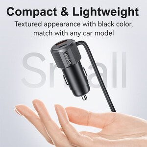 فروش شارژر فندکی فست شارژ ماشین تایپ سی و یو‌اس‌بی 66 وات یوسامز با کابل متصل تایپ سی و لایتنینگ