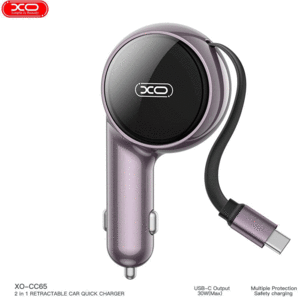 شارژر فندکی فست شارژ خودرو Type-C با کابل تایپ سی 60 وات CC65