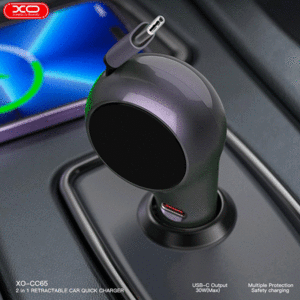 شارژر فندکی فست شارژ خودرو تایپ سی با کابل تایپ سی 60 وات