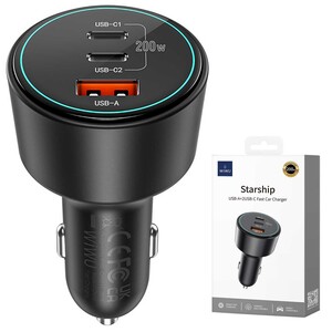 شارژر فندکی فست شارژ ماشین تایپ‌سی 200 وات ویوو WI-QC026