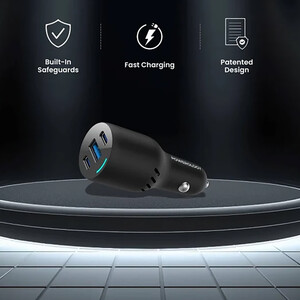 بهترین شارژر فندکی فست شارژ ماشین تایپ سی و یو اس بی 85 وات پاورولوژی