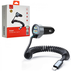 فروش شارژر فندکی 65 وات دو پورت پرووان با کابل تایپ سی