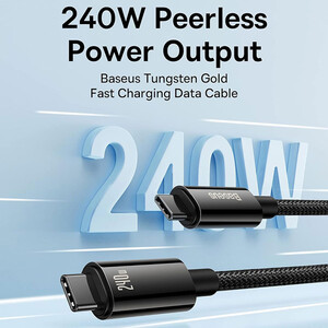 بهترین کابل دوسر تایپ سی  یک متری 240 وات بیسوس