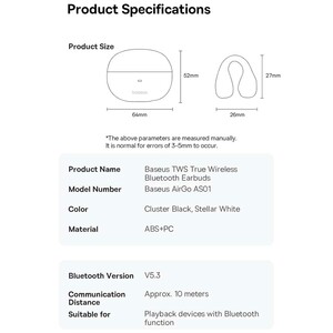 هندزفری بلوتوثی 5.4 گیره‌ای بیسوس A00079500113