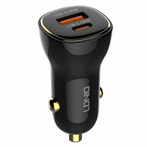 شارژر فندکی فست شارژ ماشین تایپ سی همراه با کابل آیفونی و اندرویدی الدنیو C103