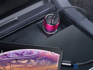 شارژر فندکی فست شارژ ماشین دو پورت سریع 45 وات بیسوس