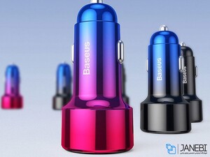 شارژر فندکی فست شارژ ماشین دو پورت سریع 45 وات بیسوس