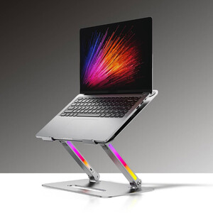 استند و پایه لپ تاپ آلومنیومی دارای نور آر جی بی