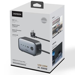 قیمت چندراهی برق جهانی دو سوکت، 3 تایپ سی و یک یو‌اس‌بی 3680 وات یوگرین