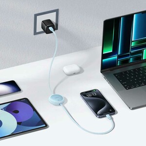 سیم‌شارژر دوسر تایپ‌سی جمع‌شونده 60 وات یک متری بیسوس