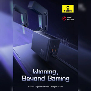 شارژر رومیزی فست تایپ سی، یو اس بی و دی سی 240 وات بیسوس