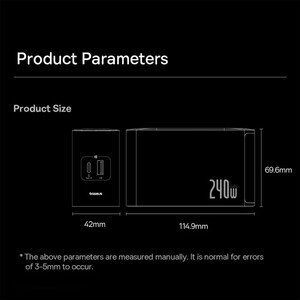 شارژر رومیزی فست تایپ سی، یو اس بی و دی سی 240 وات بیسوس