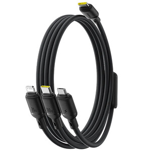 فروش کابل فست شارژ سه سر تایپ سی به تایپ سی، لایتنینگ و میکرو یو اس بی بیسوس