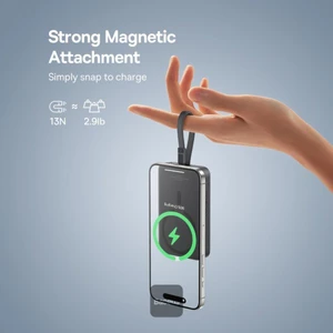 شارژر همراه بی سیم مگ سیف فست شارژ بیسوس با کابل متصل تایپ سی