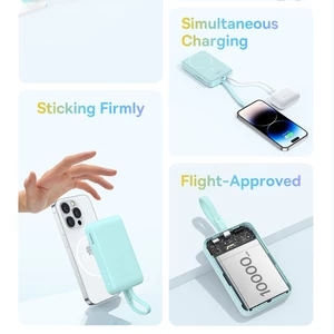 شارژر همراه بی سیم مگ سیف فست شارژ بیسوس با کابل متصل تایپ سی