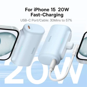 فروش پاوربانک کپسولی 5000 میلی آمپر 20 وات تایپ سی بیسوس