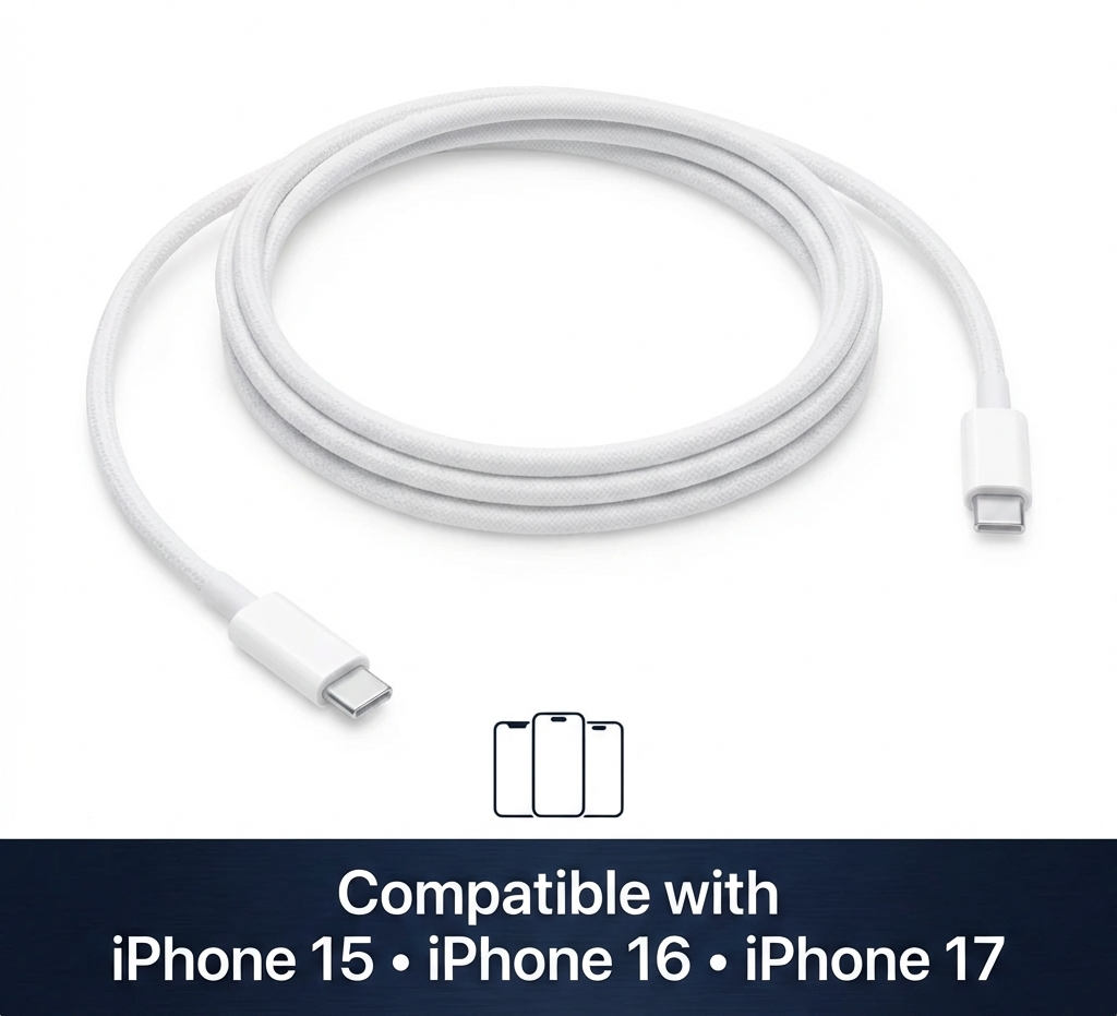 کابل شارژر آیفون IPHONE 17 از نوع Type-C به Type-C اورجینال