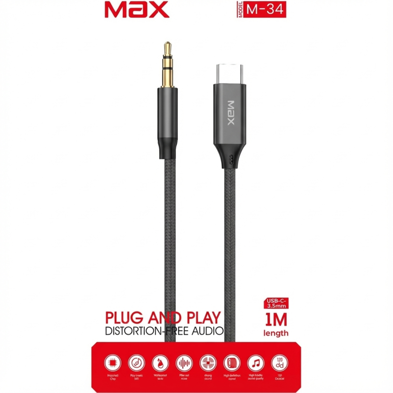 کابل Max Type-C To Aux مدل M34 مکس