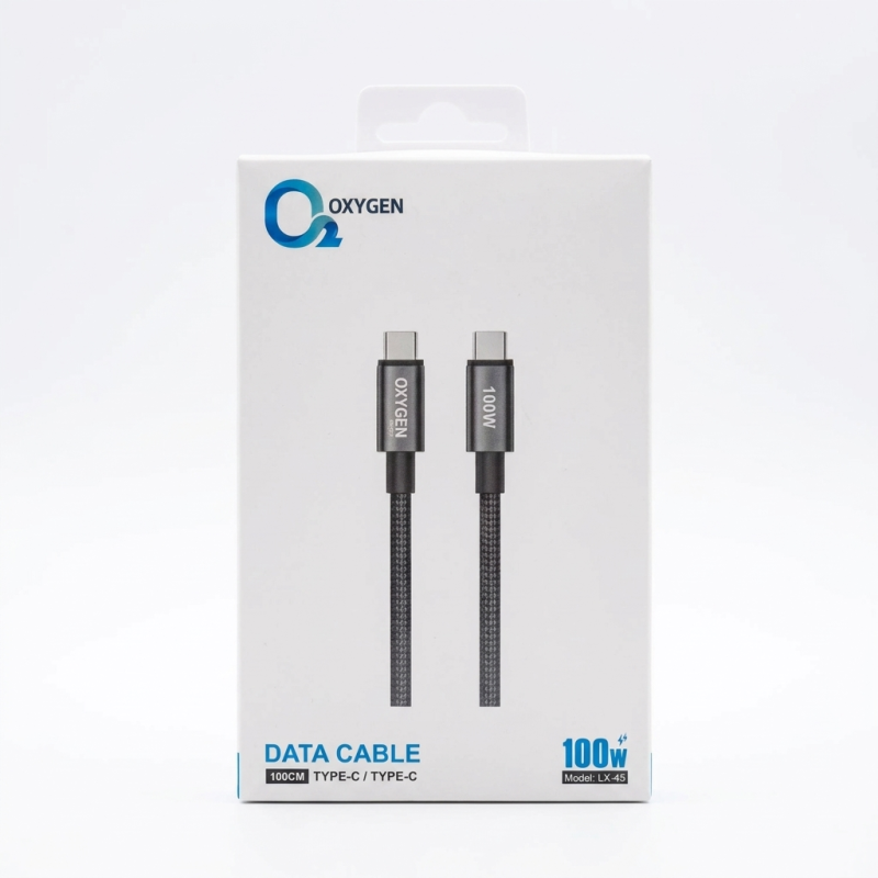 خرید کابل شارژ ۱۰۰ وات اکسیژن مدل LX-45 | تایپ C به تایپ C (۱۰۰ سانتی‌متر)