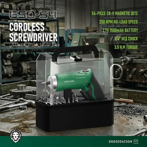 پیچ گوشتی شارژی 3.7 ولت گرین لاین مدل GSD-54 بسته ۵۴ عددی