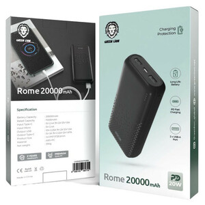 پاوربانک گرین لاین مدل Rome ظرفیت 20000 میلی‌آمپر ساعت