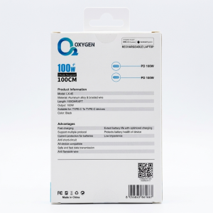 خرید کابل شارژ ۱۰۰ وات اکسیژن مدل LX-45 | تایپ C به تایپ C (۱۰۰ سانتی‌متر)