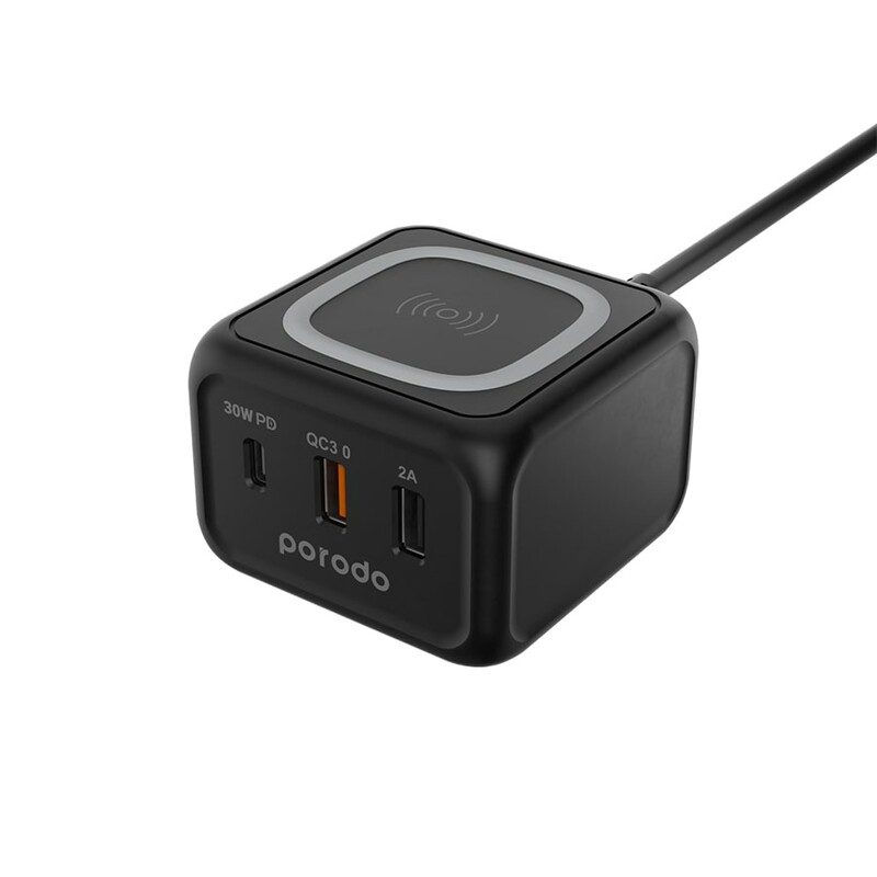 شارژر رومیزی و شارژر وایرلس فست شارژ پورودو Porodo Desktop Charger Fast Wireless Charging PD-FWCH005