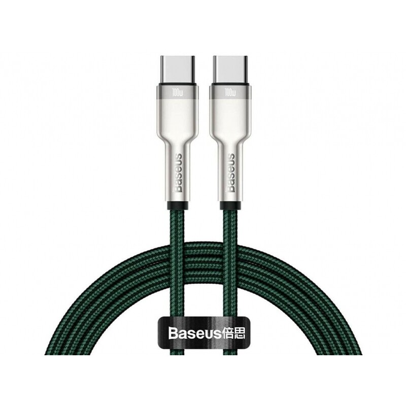 کابل شارژ سریع و انتقال داده تایپ سی به تایپ سی بیسوس Baseus Cafule Series Metal Data Cable Type-C to Type-C 100W 1m CATJK-C06