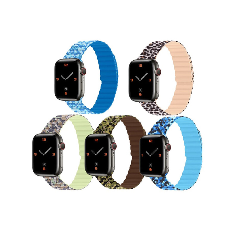 بند سیلیکونی مگنتی دو رو اپل واچ 44-45 میلی متر گرین Green Apple Watch 44/45mm Silicone + Magnets Strap