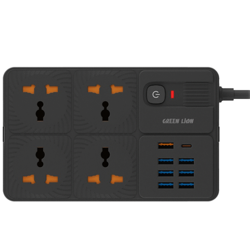 چند راهی برق 4 سوکت، 7 یو اس بی و 1 تایپ سی 3250 وات گرین لاین GNPS7UPDUKBK