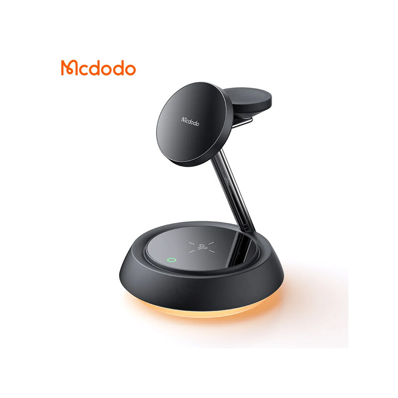 شارژر وایرلس رومیزی 3 کاره 15 وات مک دودو Mcdodo 15W Night Light Magnetic Wireless Charging Station CH-495
