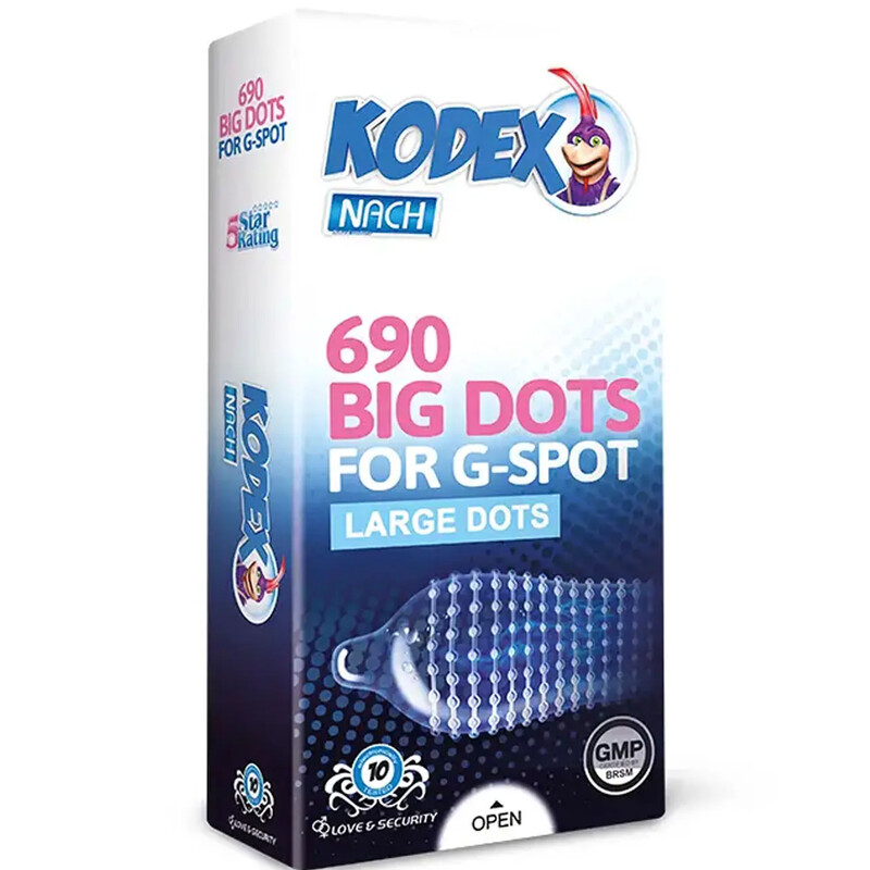 کاندوم خاردار ناچ کدکس Kodex مدل BIG DOTS بسته 10 عددی
