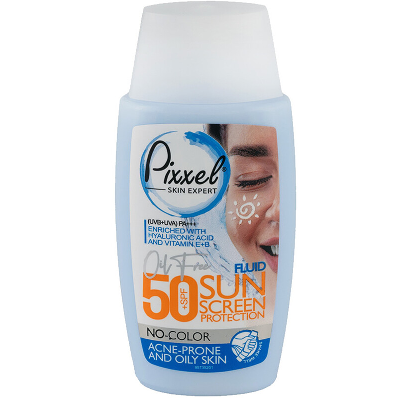 کرم ضد آفتاب بی رنگ پیکسل با 50+SPF مناسب پوست جوشدار و چرب