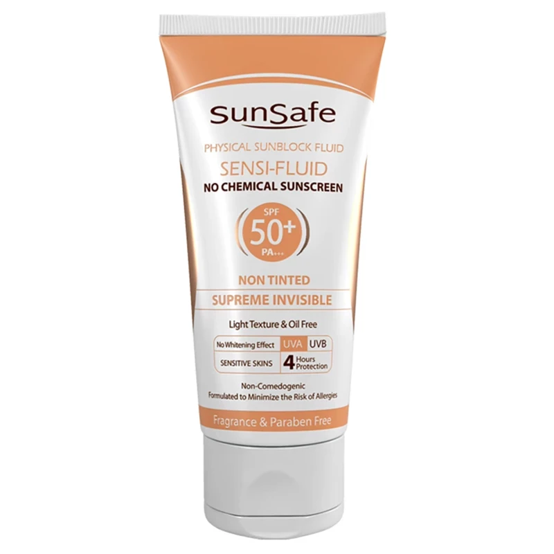 کرم ضد آفتاب سان سیف sunsafe با SPF50 مناسب پوست حساس حجم 50ml