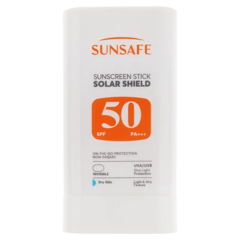 ضد آفتاب صورت و بدن بی رنگ سان‌ سیف مدل Solar Shield SPF50 پوست خشک