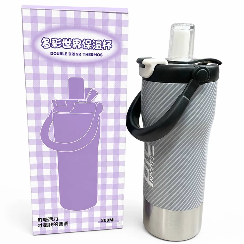 شیکر فلزی پرو اسپورتز Pro Sports مدل DOUBLE DRINK THERMOS ظرفیت 800ml
