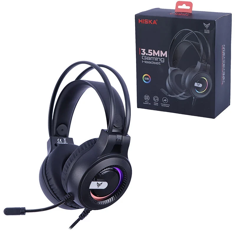 هدفون و هدست گیمینگ سیمی هیسکا HISKA مدل GHR-09 با نور RGB