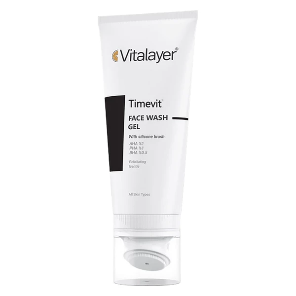 ژل شستشوی صورت ویتالیر مدل Timevit با براش سیلیکونی مناسب انواع پوست 200ml