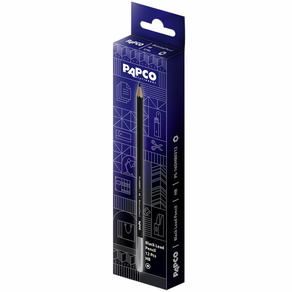 مداد مشکی HB پاپکو Papco مدل PS-160HB بسته ۱۲ عددی